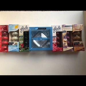 New Glade Holiday glass candle holder with New Glade scented oil candles